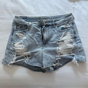 American Eagle Ripped Light Wash Denim Shorts